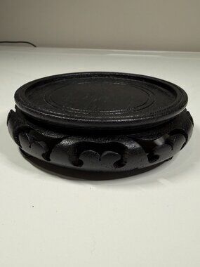 Vintage Oriental Hardwood Display Stand Black #2